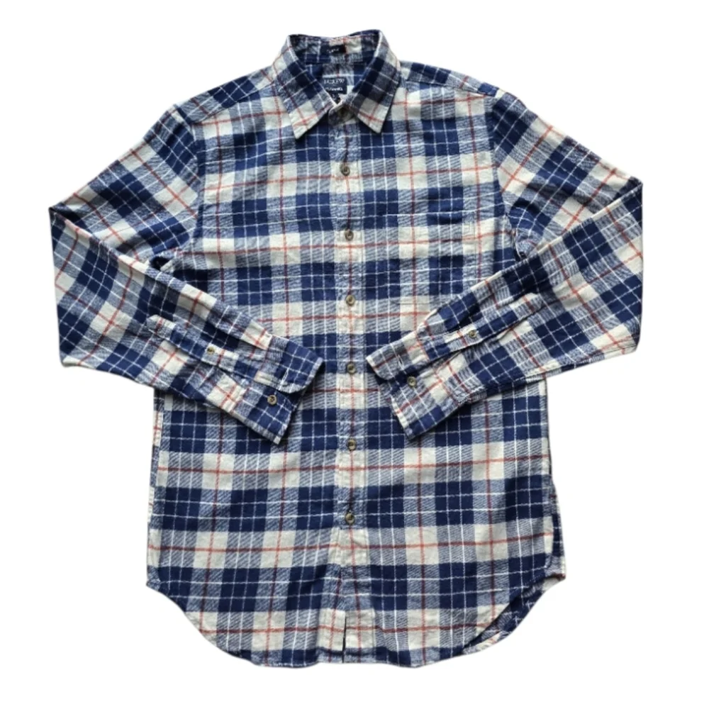 J.Crew Plaid Flannel In Blue/Red/Cream